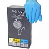 Перчатки н/стер. 6-7 Benovy S (уп.- 100 пар) нитриловые текстурированные неопудренные /голубые/