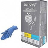 Перчатки н/стер. 8-9 Benovy L (уп.- 100 пар) нитриловые текстурированные неопудренные /голубые/ 