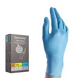 Перчатки н/стер. 7-8 Benovy М (уп.- 100 пар) нитриловые текстурированные неопудренные /голубые/