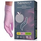 Перчатки н/стер. 5-6 Benovy ХS (уп.- 50 пар) нитриловые текстурированные неопудренные /розовые/